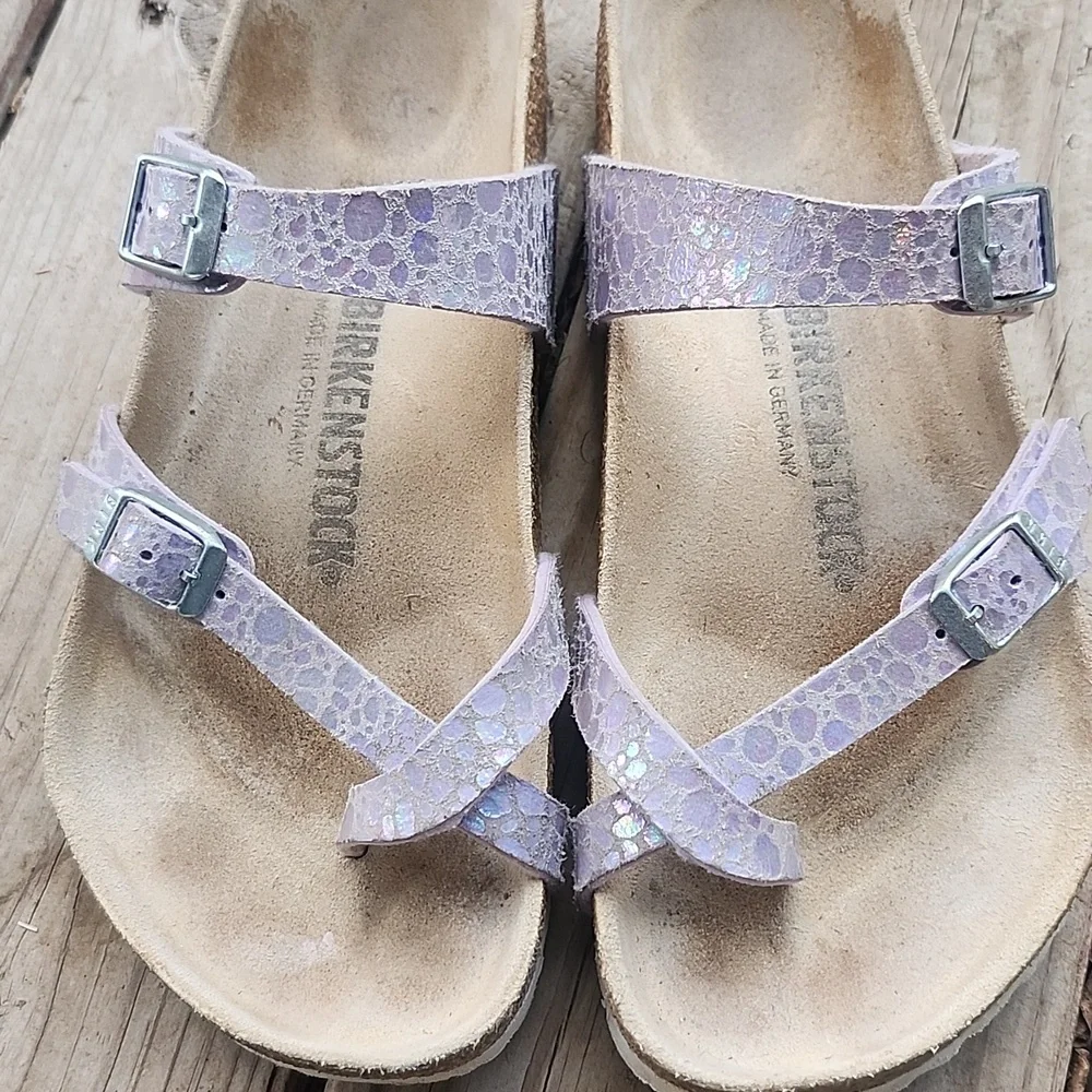Birkenstock Mayari Lilac Snake Embossed Sandals 7.5 or 38 - Picture 10 of 10
